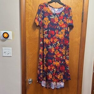 LuLaRoe Floral High Low Dress in Navy and Orange